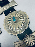 Rare Lone Mountain Turquoise Vintage Native American Navajo Sterling Silver Concho Belt-Nativo Arts
