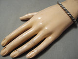 Hand Twisted Vintage Native American Navajo Solid Sterling Silver Bracelet Old-Nativo Arts