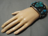 Museum Vintage Native American Navajo Morenci Turquoise Sterling Silver Bracelet Old-Nativo Arts
