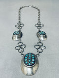 Native American Snake Eyes Turquoise Vintage Navajo Sterling Silver Concho Necklace Old-Nativo Arts