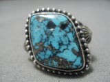 Important Jeanette Dale Vintage Native American Navajo Morenci Turquoise Sterling Silver Ring-Nativo Arts