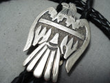 Amazing Talent Vintage Native American Navajo Bird Sterling Silver Bird Bolo Tie-Nativo Arts