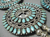 Best Vintage Native American Navajo Turquoise Kachina Turquoise Squash Blossom Necklace-Nativo Arts