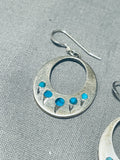 Turquoise Paw Inlay Vintage Native American Navajo Sterling Silver Earrings-Nativo Arts