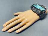 One Of The Most Unique Best Vintage Native American Navajo Turquoise Sterling Silver Bracelet-Nativo Arts