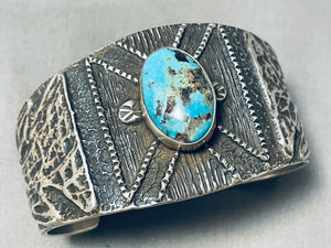 Dumbell Heavy! Native American Navajo 108 Gram Sterling Silver Turquoise Bracelet Cuff-Nativo Arts