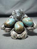Heavy Silver Buffalo Big #8 Turquoise Buffalo Sterling San Felipe Ring-Nativo Arts