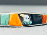 Ghost Inlay Extremely Rare Vintage Native American Navajo Turquoise Sterling Silver Bracelet-Nativo Arts