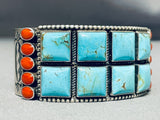 One Of The Most Unique Ever Native American Navajo Squared Turquoise Sterling Silver Bracelet-Nativo Arts