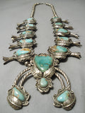 Museum Vintage Native American Navajo Royston Turquoise Sterling Silver Squash Blossom Necklace-Nativo Arts