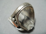 Native American One Of The Best Ever Vintage Turquoise Animal Head Sterling Silver Ring-Nativo Arts