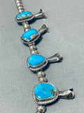 Amazing Vintage Native American Navajo Kingman Turquoise Sterling Silver Squash Blossom Necklace-Nativo Arts