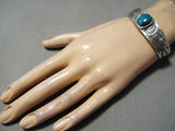 Important Navajoblue Diamond Turquoise Sterling Silver Bracelet-Nativo Arts