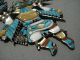 Native American Best Vintage Inlay Zuni Turquoise Sterling Silver Squash Blossom Necklace Old-Nativo Arts