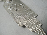 Native American Important Anthony Lovato Dinosaur Sterling Silver Maiden Necklace Santo Domingo-Nativo Arts