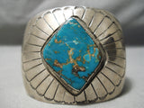Colossal Vintage Native American Navajo Vivid Blue Turquoise Sterling Silver Bracelet Old Cuff-Nativo Arts