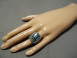 Museum Quality Vintage Native American Navajo Green Turquoise Sterling Silver Ring-Nativo Arts