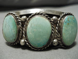 Important Early 1900's Vintage Native American Navajo Turquoise Sterling Silver Bracelet Old-Nativo Arts