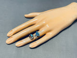 One Of The Most Unique Ever Vintage Native American Zuni Turquoise Sterling Silver Ring-Nativo Arts