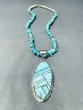 Mesmerizing Native American Navajo Inlay Turquoise Sterling Silver Necklace-Nativo Arts