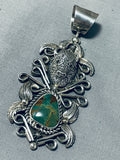 Fantastic Native American Navajo Royston Turquoise Sterling Silver Pendant-Nativo Arts