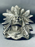 Heavy 44 Grams San Felipe Sterling Silver Chief Ring-Nativo Arts