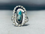 Amazing Vintage Native American Navajo Twist Silver Sterling Turquoise Ring Old-Nativo Arts