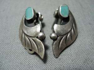 Exceptional Vintage Native American Navajo Royston Turquoise Sterling Silver Clip Earrings-Nativo Arts