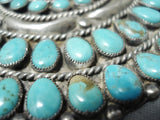 Colossal Vintage Native American Navajo Turquoise Cluster Sterling Silver Pin Pendant Old-Nativo Arts