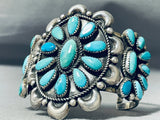 Outstanding Vintage Native American Navajo Turquoise Cluster Sterling Silver Bracelet-Nativo Arts