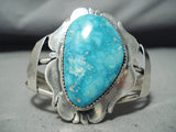 Vivid Vintage Native American Navajo Carico Lake Turquoise Sterling Silver Bracelet-Nativo Arts