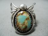 Whimsical Vintage Native American Navajo Royston Turquoise Sterling Silver Beetle Ring-Nativo Arts