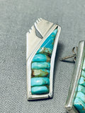 Important Charles Loloma Apprentice Vintage Native American Navajo Turquoise Sterling Earrings-Nativo Arts