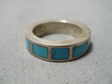 Thicker Vintage Navajo Turquoise Inlay Sterling Silver Native American Ring-Nativo Arts