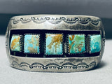 Kokopelli Side Vintage Native American Navajo Green Turquoise Sterling Silver Bracelet-Nativo Arts