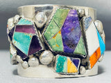 Important Fierro Family Vintage Native American Navajo Turquoise Inlay Sterling Silver Bracelet-Nativo Arts