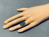 Wonderful Vintage Native American Zuni Blue Gem Turquoise Sterling Silver Ring-Nativo Arts