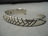 Important Vintage Native American Navajo Jimmie King Jr Sterling Silver 14k Gold Bracelet-Nativo Arts