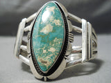 Dramatic Vintage Native American Navajo Damale Turquoise Sterling Silver Bracelet Old-Nativo Arts