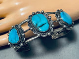 Outstanding Vintage Native American Navajo Blue Diamond Turquoise Sterling Silver Bracelet-Nativo Arts