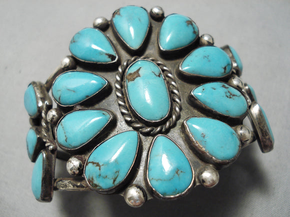 Important Vintage Hopi Native American Navajo Fat Teardrop Turquoise Sterling Silver Bracelet-Nativo Arts