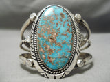 Quality Vintage Native American Navajo Blue Royston Turquoise Sterling Silver Bracelet-Nativo Arts