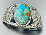 Important Vintage Native American Navajo Blue Royston Turquoise Sterling Silver Bracelet-Nativo Arts