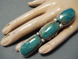 One Of The Tallest Important Native American Navajo Turquoise Sterling Silver Ring-Nativo Arts