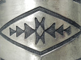 Huge Rug Design Vintage Native American Navajo Hand Tooled Sterling Silver Wide Bracelet-Nativo Arts
