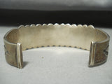 Thicker Signed Vintage Native American Navajo Lapis Sterling Silver Bracelet-Nativo Arts