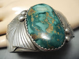 Signed Quality Vintage Native American Navajo Carico Lake Turquoise Sterling Silver Bracelet-Nativo Arts