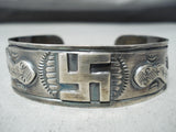 Rare Whirling Logs Vintage Native American Navajo Snake Sterling Silver Bracelet-Nativo Arts