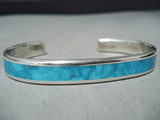 Vibrant Zuni Kingman Turquoise Sterling Silver Bracelet Native American-Nativo Arts