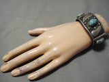 Special Vintage Native American Navajo Spiderweb Turquoise Sterling Silver Hinged Bracelet Old-Nativo Arts